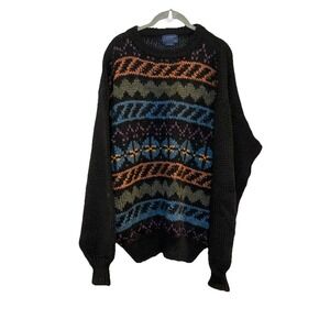 Vtg Cambridge Classics Mervyns Wool Blend Dad Grandpa Sweater Mens XL 90s Zigzag